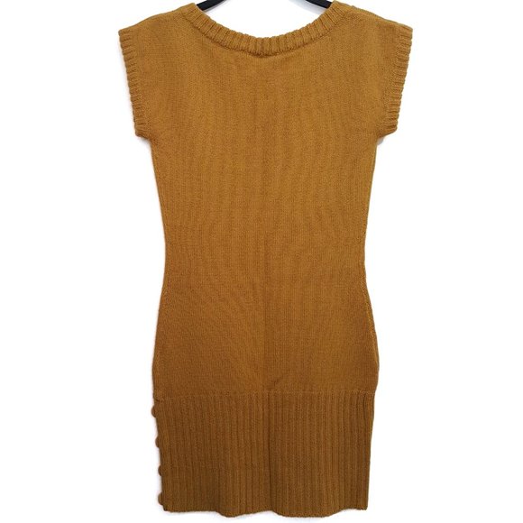 Red Paint Mustard Yellow Knit Sweater Dress Top, S - Picture 7 of 9